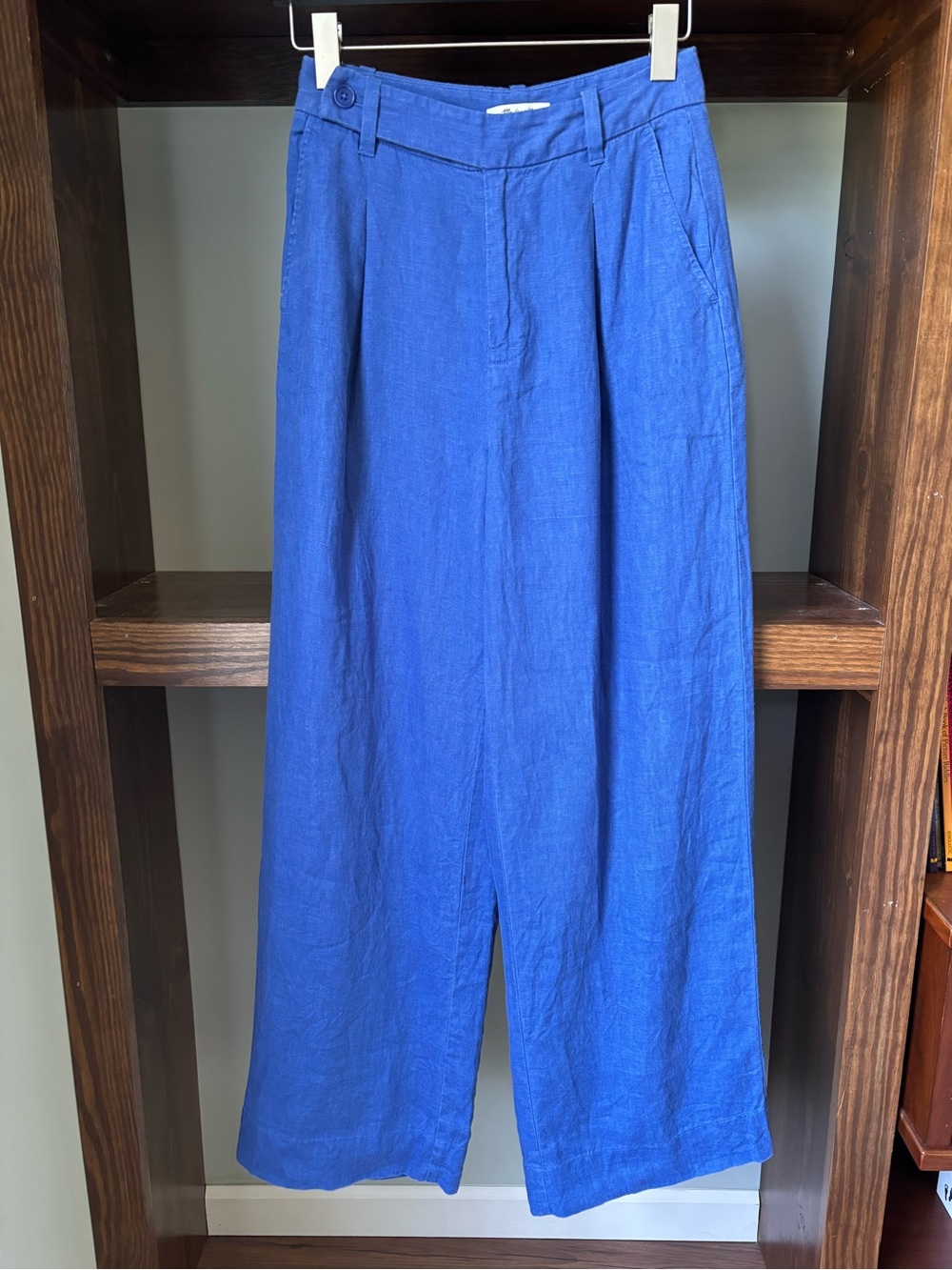 Madewell Wide-Leg Linen Pants - Cobalt Blue